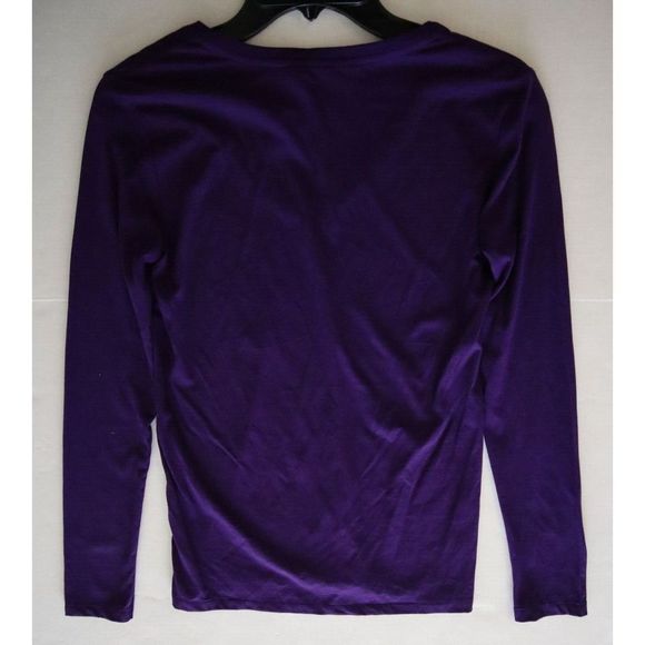 Polo Ralph Lauren 211632862016 Women's Sz Small Purple Ribbed V-Neck L/S T-Shirt - Picture 6 of 6